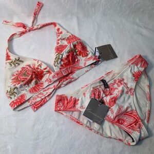 Vix by Paula Hermanny Sz 10 Embroidered Floral Bikini Bathing Suit 2 Piece NWT